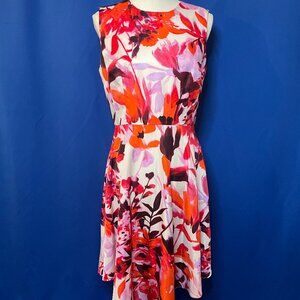 Donna Morgan Asymmetrical Sleeveless Floral Print Polyester Dress SIZE: S